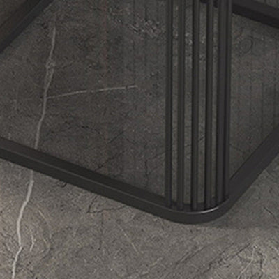 Table basse carrée moderne minimaliste en métal avec plateau en pierre pour salon 