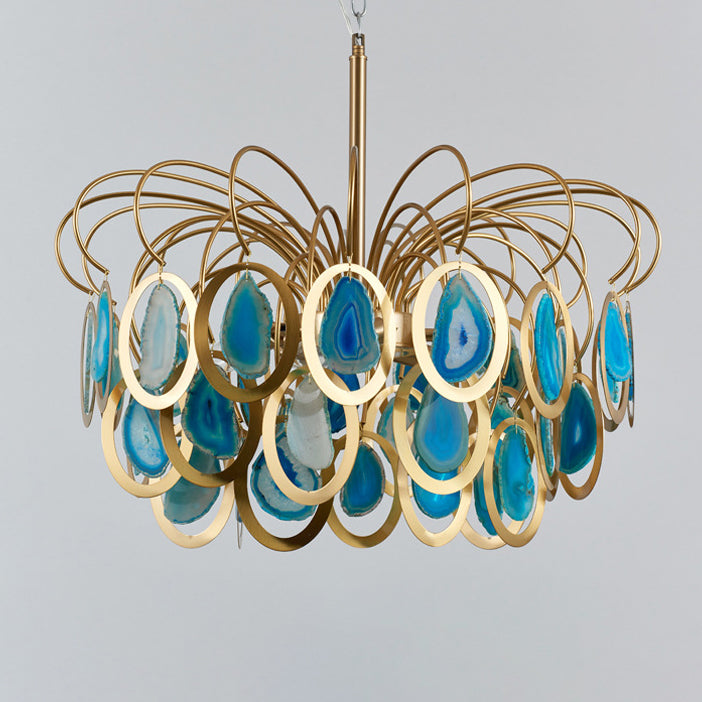 Bouquet contemporain scandinave en forme de rond en fer onyx sable or 5/8 lumière lustre pour salon 