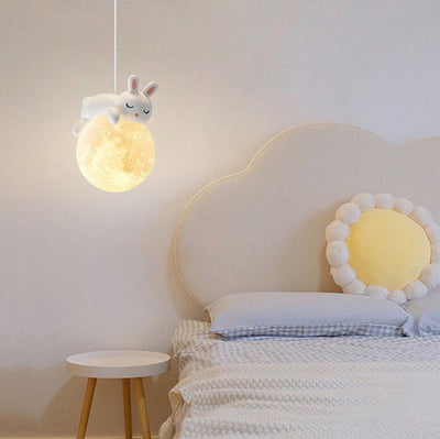 Moderne einfache Harz Bär Kaninchen dekorative Eisen 1-Licht Pendelleuchte 