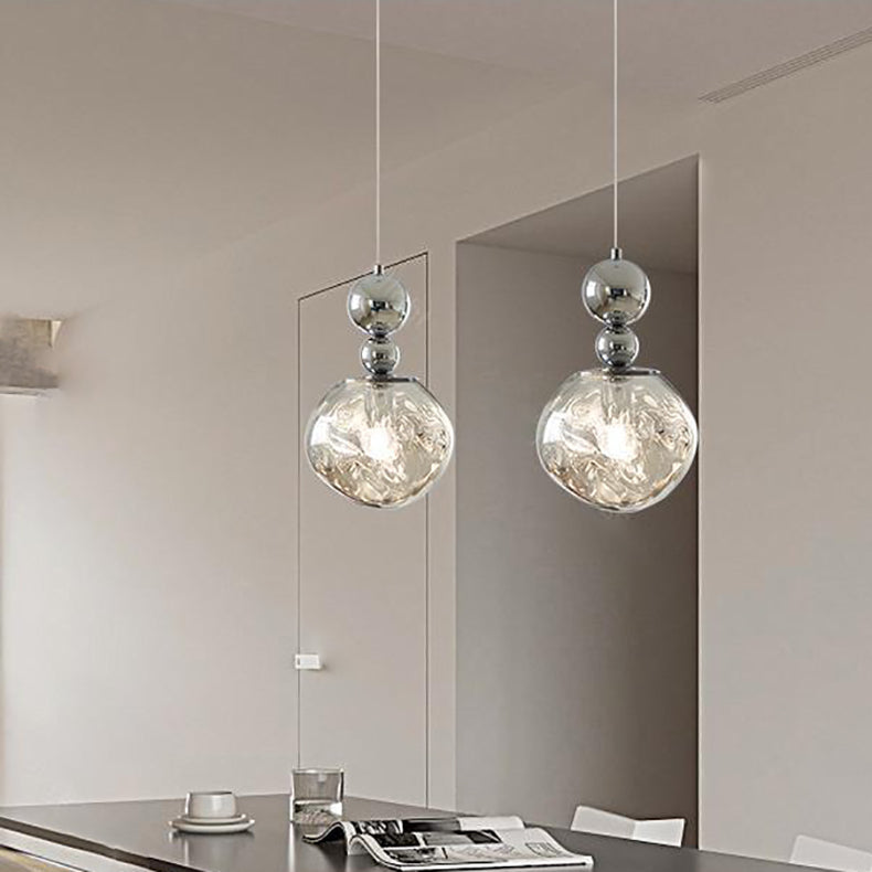 Contemporary Scandinavian Lava Ball Iron Acrylic 1-Light Pendant Light For Bedroom