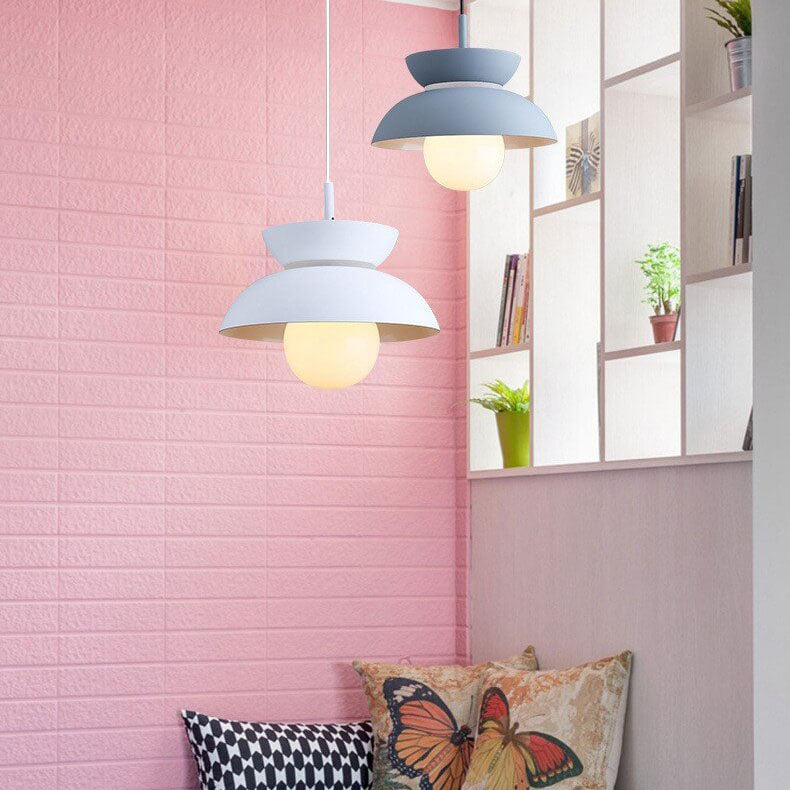 Nordische minimalistische Farbe solider Aluminium 1-Licht Pendelleuchte 