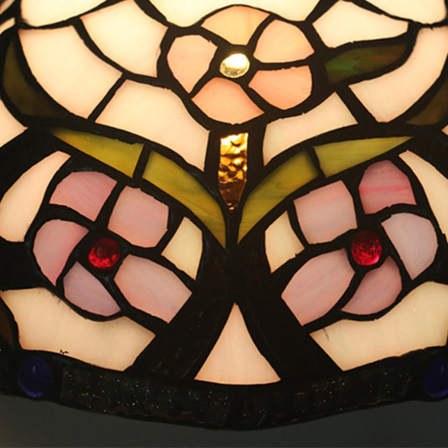 Applique murale en vitrail à un seul éclairage avec matériel en demi-cercle traditionnel Tiffany pour chambre à coucher 