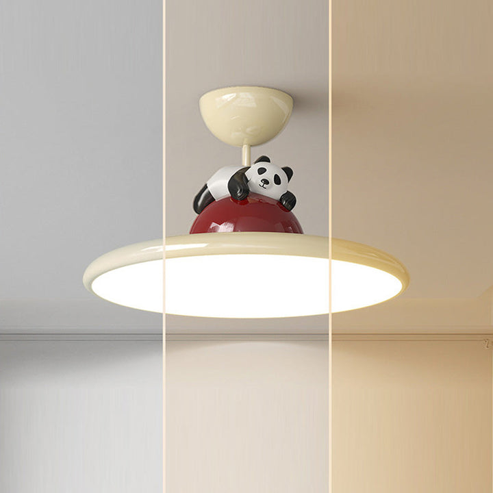 Plafonnier semi-encastré en fer acrylique LED Panda éléphant créatif contemporain pour chambre à coucher 