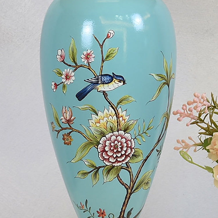 Traditionelle chinesische Vogel- und Blumenzylinder-Hardware-Keramikgewebe-1-Licht-Tischlampe für Schlafzimmer 