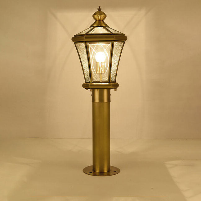 European Outdoor Glass Copper Lantern 1-Light Lawn Landscape Light