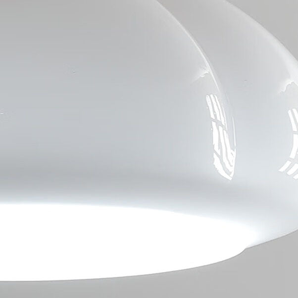Moderne Cremefarbene Ovale Kürbisgummi-Holzglas 1-Licht Halbeinbau-Deckenleuchte 