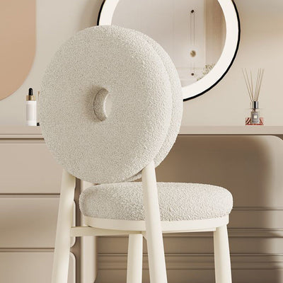 Chaise de salle à manger contemporaine en laine d'agneau nordique en acier au carbone avec dossier en éponge ronde pour salle à manger 