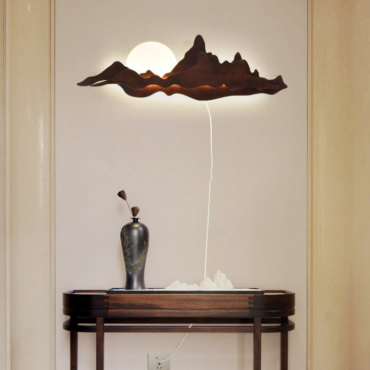 Moderne Art Deco Runde Berg Geformt Holz Acryl LED Wand Leuchte Lampe Für Wohnzimmer 