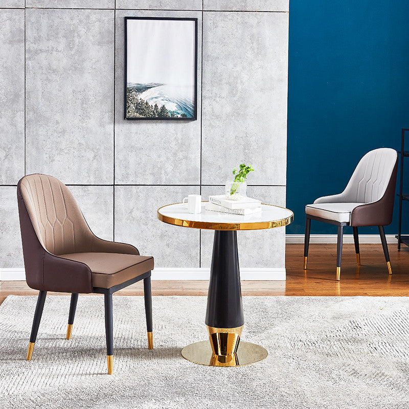 Moderner luxuriöser runder Couchtisch aus Steinplatte und Edelstahl, 1 Ebenen, für das Wohnzimmer 