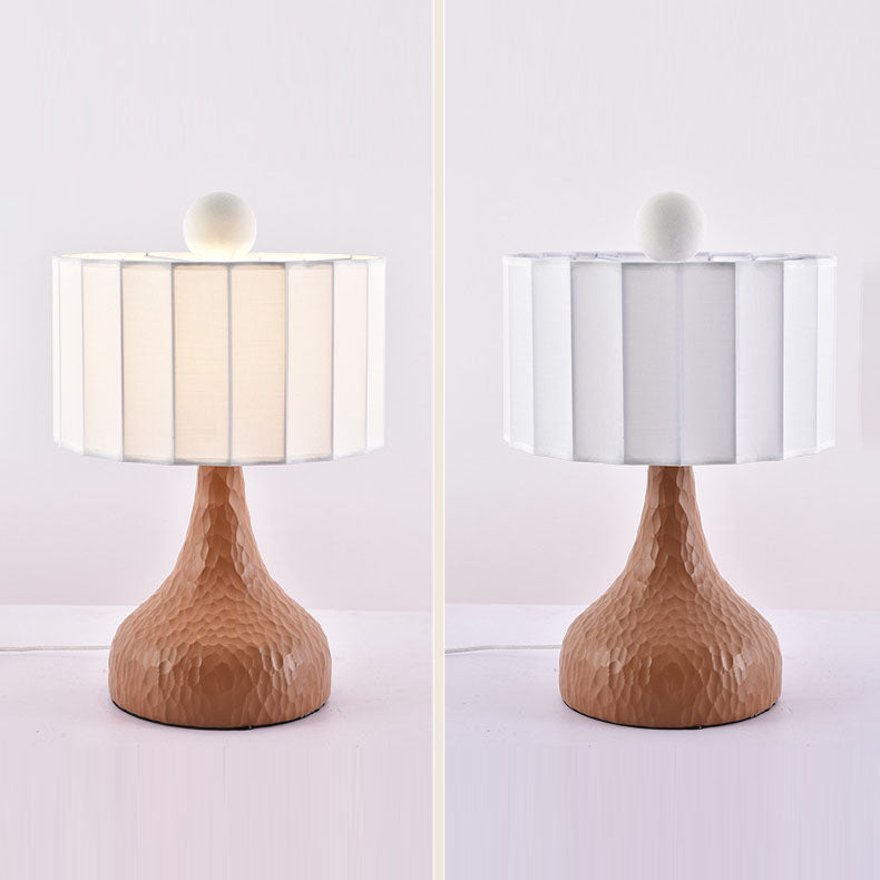 Traditionelle japanische Säule Stoff Harz 1-Licht Tischlampe für Wohnzimmer 