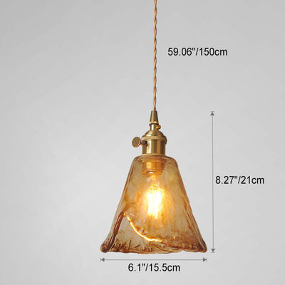 Zeitgenössische Retro Messing geometrische quadratische Bernstein Glas Schatten 1-Licht Pendelleuchte für Wohnzimmer