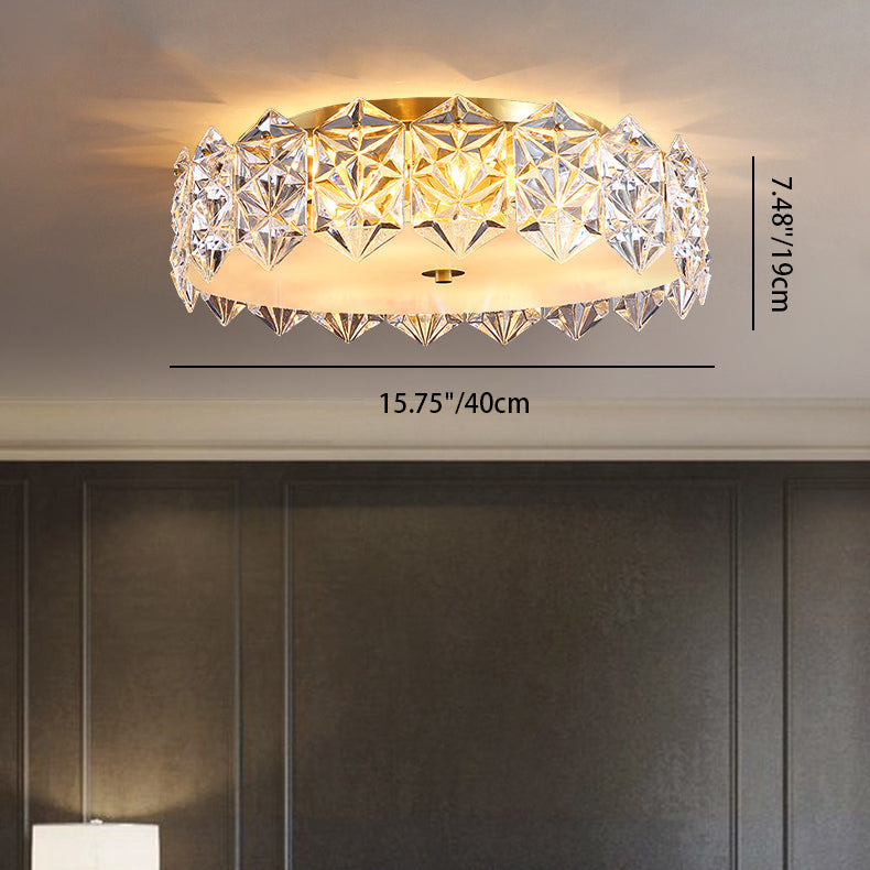 Plafonnier moderne minimaliste rond en cristal et cuivre complet à 4/6 lumières pour salon 