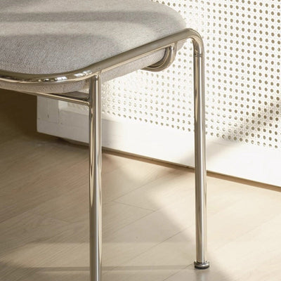 Tabouret de coiffeuse carré contemporain scandinave en coton et lin avec cadre en acier inoxydable sans dossier pour chambre 