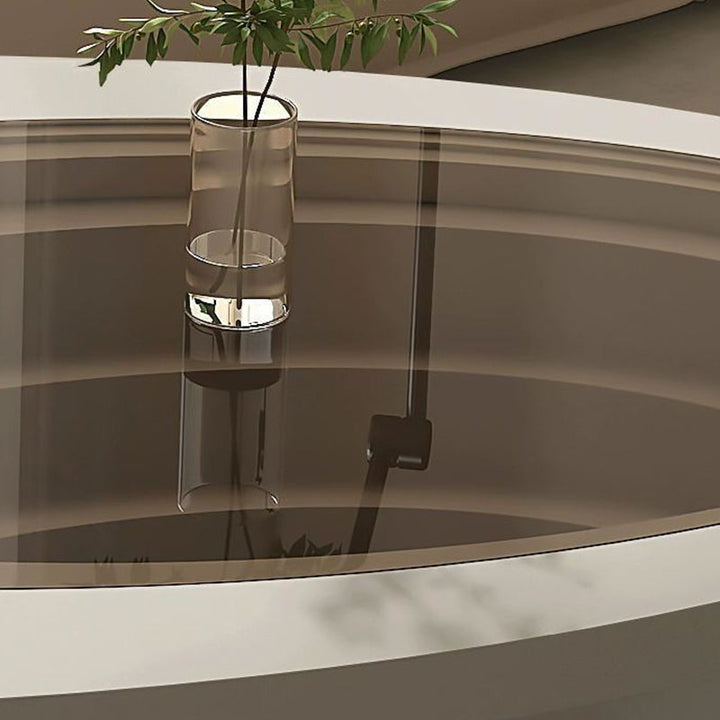Table basse moderne de luxe ovale en verre avec plateau en fibre de densité pour salon 