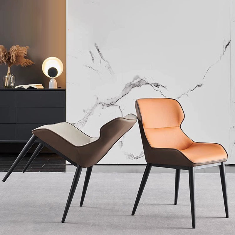 Dossier de chaise de salle à manger rembourré en cuir microfibre de luxe contemporain pour salle à manger 