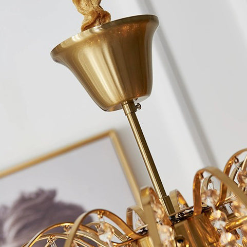 Contemporary Scandinavian Branch Crystal Iron 6/10/11/14 Light Chandelier For Bedroom