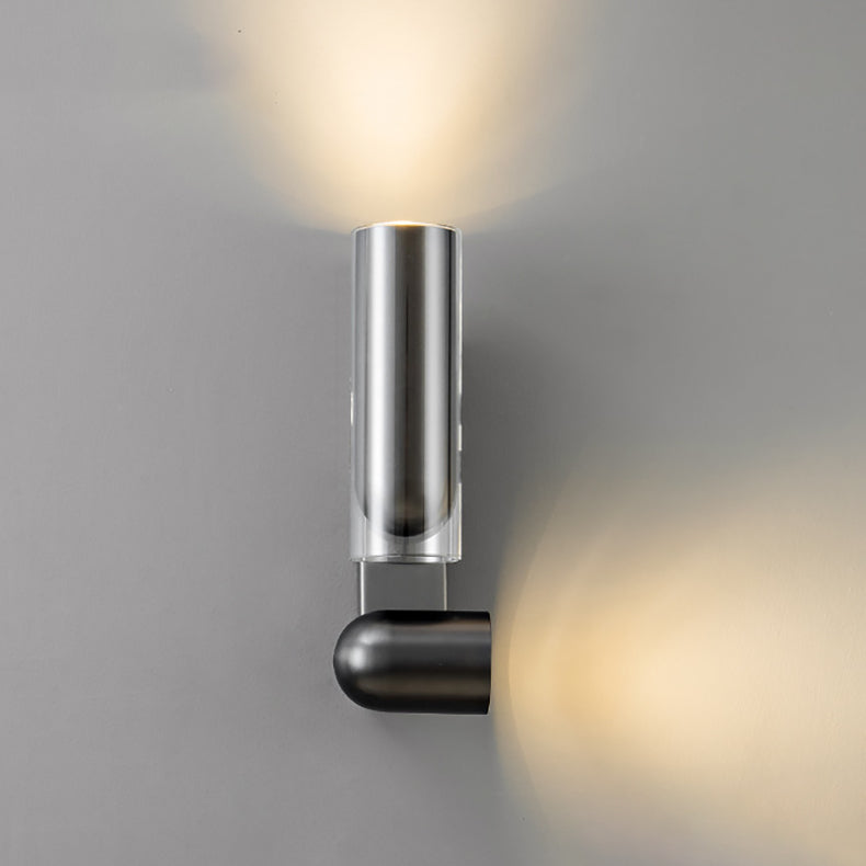 Moderne minimalistische Zylinder Rechteck drehbare Eisen Glas 2-Licht Wandleuchte Lampe für Wohnzimmer 