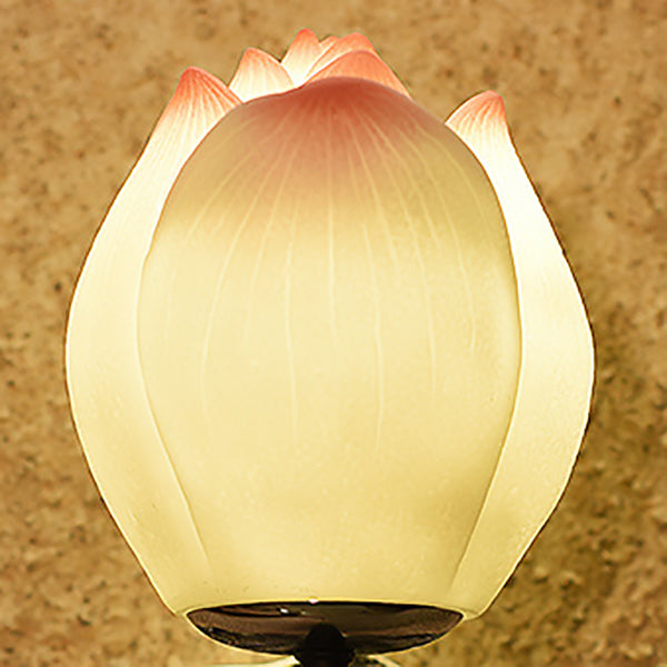 Traditionelle chinesische Harz Lotus Blume Hardware 1-Licht Wandleuchte Lampe für Wohnzimmer 