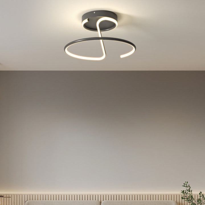 Modern Minimalist Aluminum Alloy Acrylic Lines LED Semi-Flush Mount Ceiling Light For Bedroom