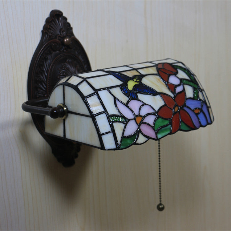 Applique murale traditionnelle Tiffany demi-cylindre en alliage de zinc et fer avec verre teinté 1 lumière pour salon 