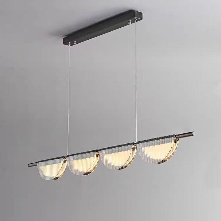 Lustre LED à îlot avec abat-jour semi-circulaire en verre acrylique de simplicité contemporaine pour salon 