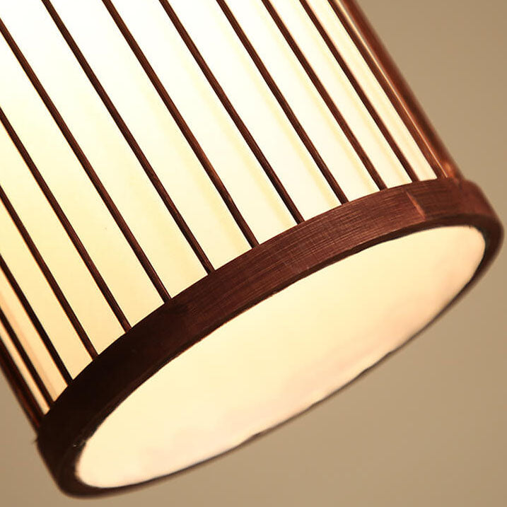 Linterna colgante de bambú tejido Zen japonés de 1 luz 