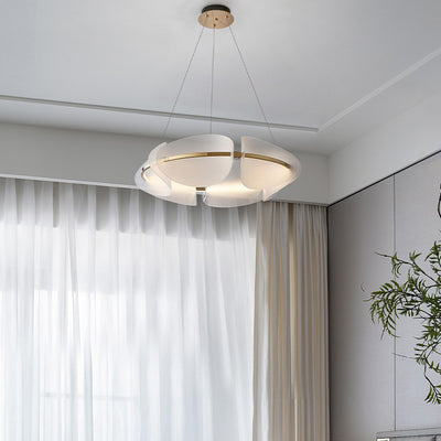 Moderna Lámpara de Araña LED de Hierro Acrílico Redonda Minimalista para Dormitorio 