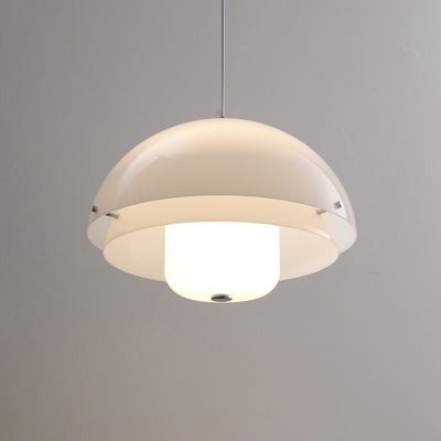 Zeitgenössische nordische runde Kuppel Eisen Glas Acryl 1-Licht Pendelleuchte für Wohnzimmer 