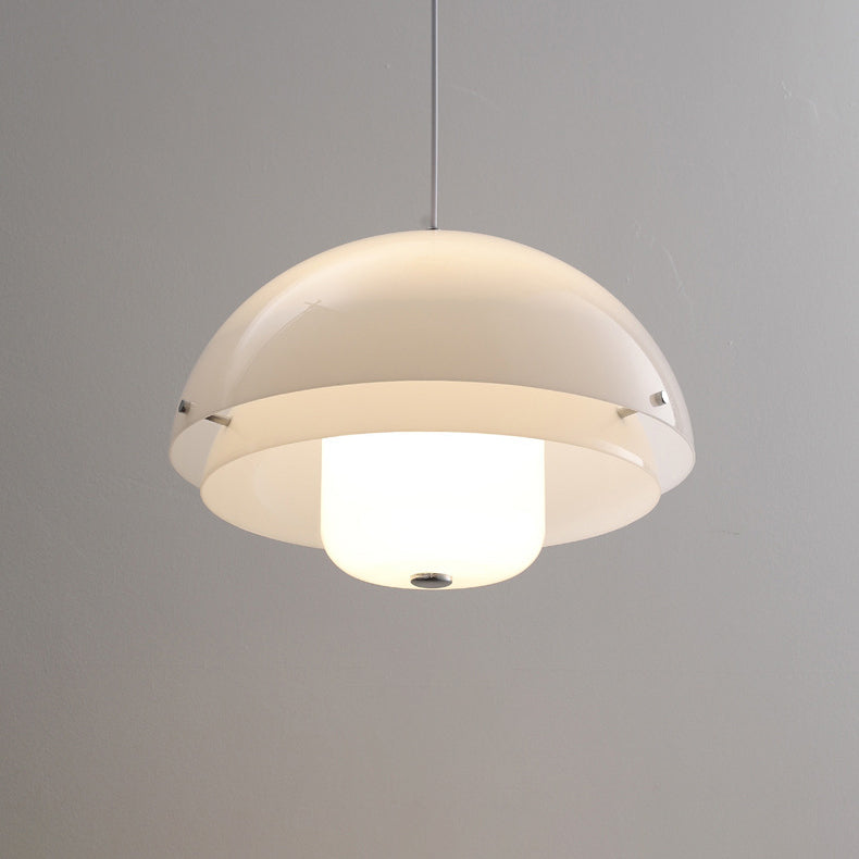 Zeitgenössische nordische runde Kuppel Eisen Glas Acryl 1-Licht Pendelleuchte für Wohnzimmer 