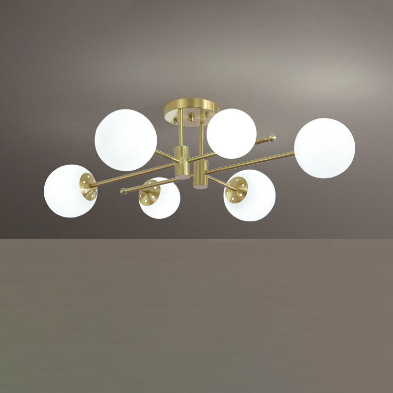 Luz de techo semiempotrada de lujo nórdico de vidrio mágico con línea de latón de 6/8 luces 