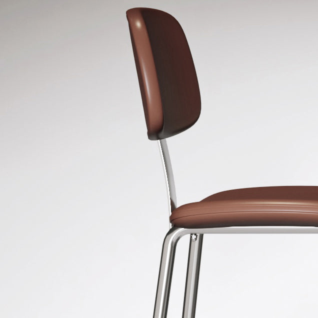 Tabouret de bar contemporain en cuir PU incurvé avec pieds en fer, dossier et repose-pieds pour salle à manger 