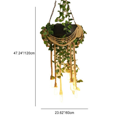 Contemporary Creative Tire Floral Decor Hemp Rope 6-Light Chandelier For Entertainment Rooms