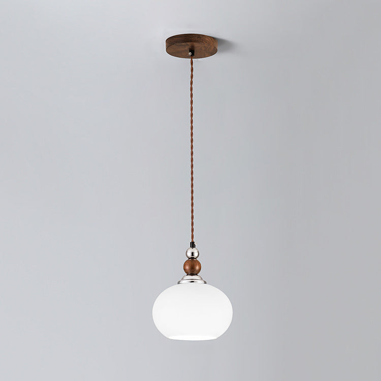 Traditionelle Vintage Laterne geformt Holz Eisen Glas 1-Licht Pendelleuchte für Esszimmer 