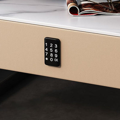 Table de nuit moderne minimaliste rectangulaire en verre trempé avec serrure et 1 tiroir pour chambre 