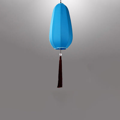 Traditionelle chinesische Laterne Stoff Eisen 1-Licht Pendelleuchte für Schlafzimmer 