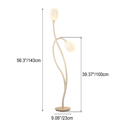 Modern Minimalist Wrought Iron Arc 2-Light Standing Floor Lamp