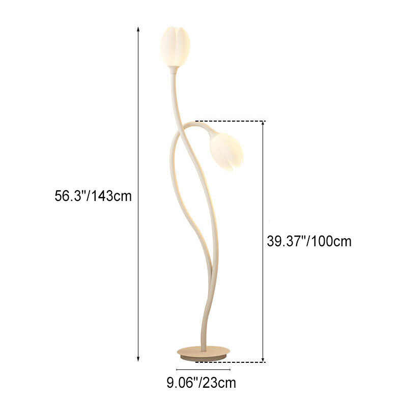 Modern Minimalist Wrought Iron Arc 2-Light Standing Floor Lamp