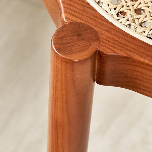 Traditional Japanese Round Rattan Weaving Ash Wood Frame Stackable Low Stool For Living Room