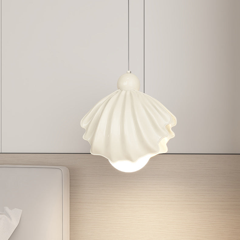 Design contemporain de coquille en résine de fer crème nordique 1-lumière suspension pour salon 