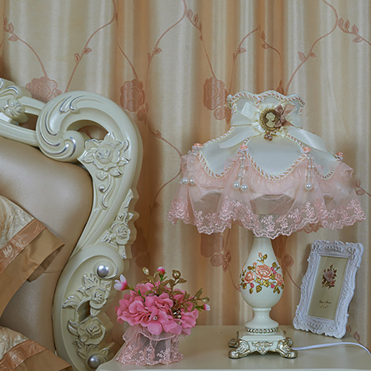 Lampe de table 1 lumière en résine et tissu avec vase traditionnel européen pour chambre 