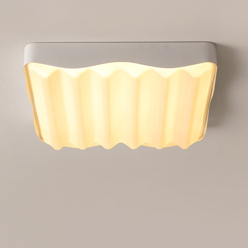 Luz de techo LED montada al ras de hierro acrílico cuadrado geométrico con textura de ondas de agua minimalista moderna para dormitorio 