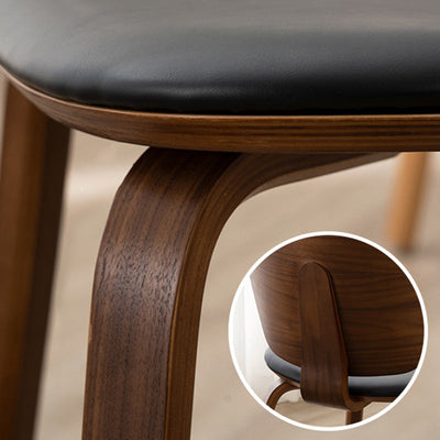 Chaise de salle à manger en bois avec revêtement en cuir PU simplicité contemporaine pour salon 