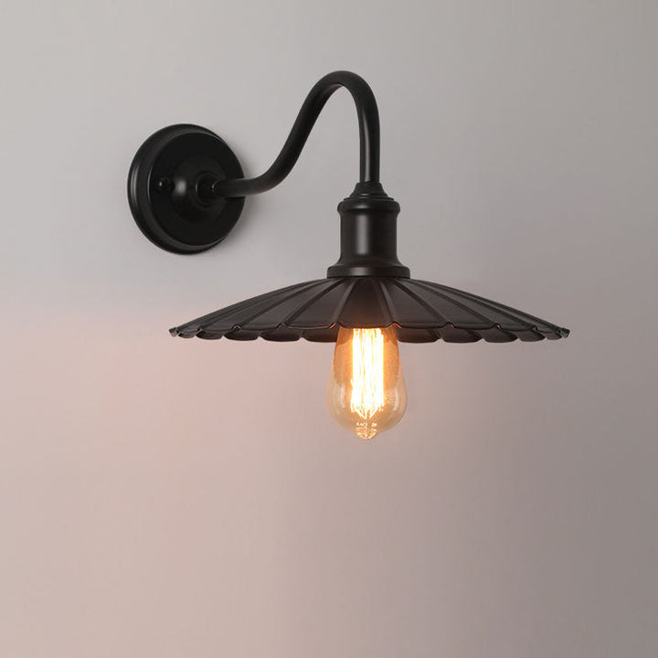 Modern Minimalist Waterproof Round Pleated Petal Iron 1-Light Wall Sconce Lamp For Outdoor Patio