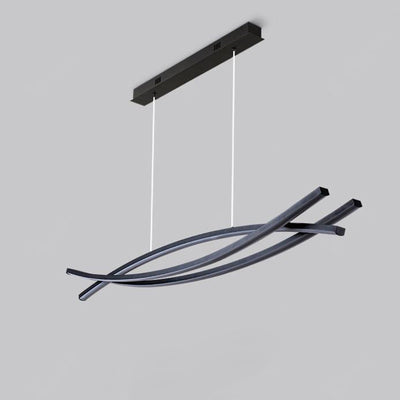 Moderne minimalistische Welle Bogen Aluminium Hardware LED Insel Licht Kronleuchter für Esszimmer 