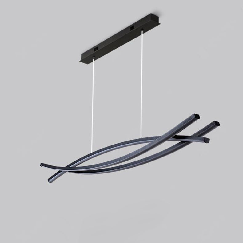 Moderne minimalistische Welle Bogen Aluminium Hardware LED Insel Licht Kronleuchter für Esszimmer 