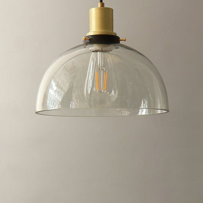 Vintage Minimalist Semi-Circular Cone Cup Iron Glass 1-Light Pendant Light
