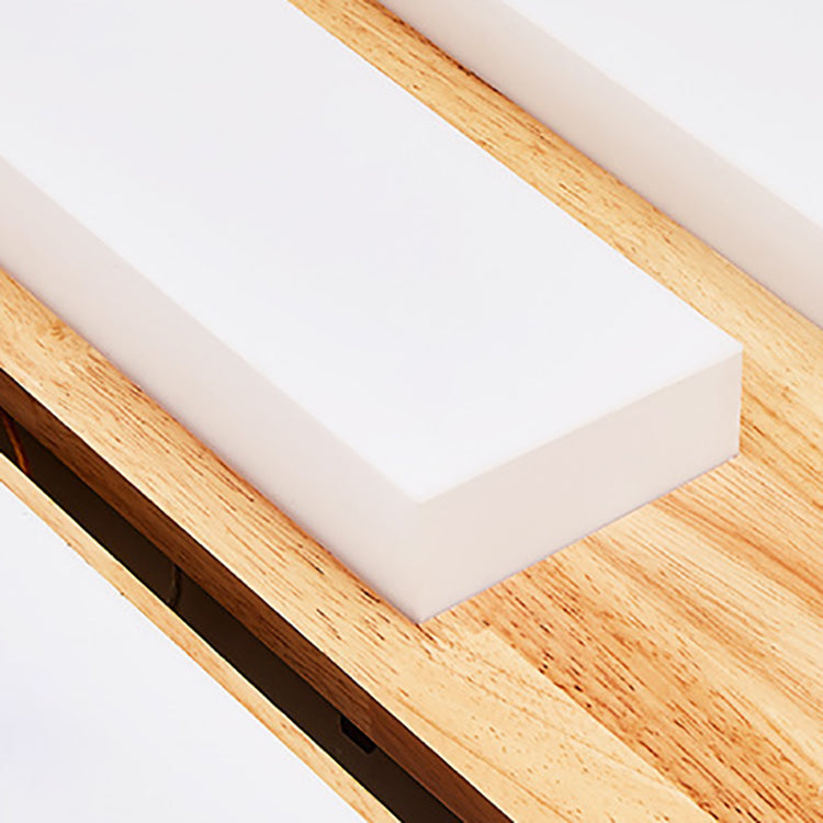 Plafonnier LED en bois avec combinaison de blocs rectangulaires acryliques japonais traditionnels pour chambre à coucher 