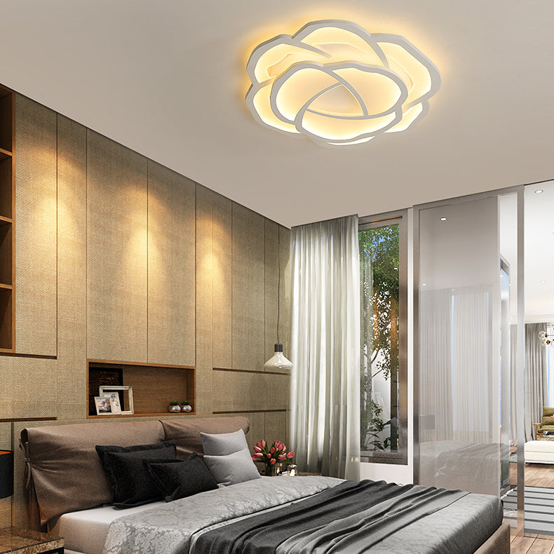 Moderne minimalistische Rose Form Eisen Acryl LED Unterputz Deckenleuchte für Schlafzimmer 