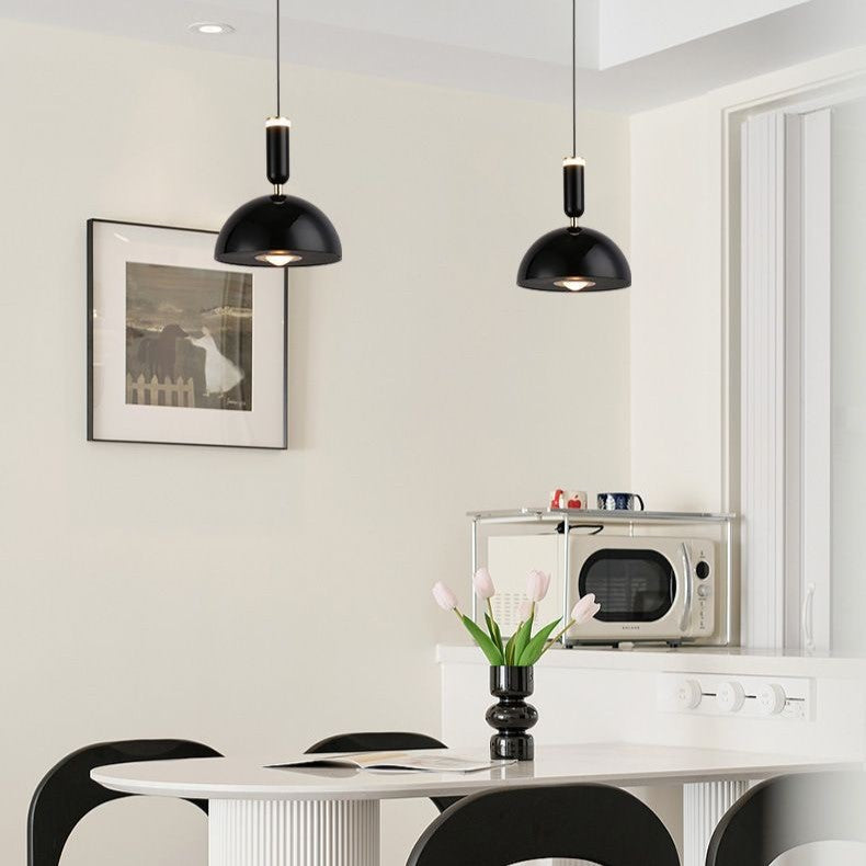 Lámpara colgante LED de cúpula redonda minimalista moderna de aluminio y acrílico para dormitorio 