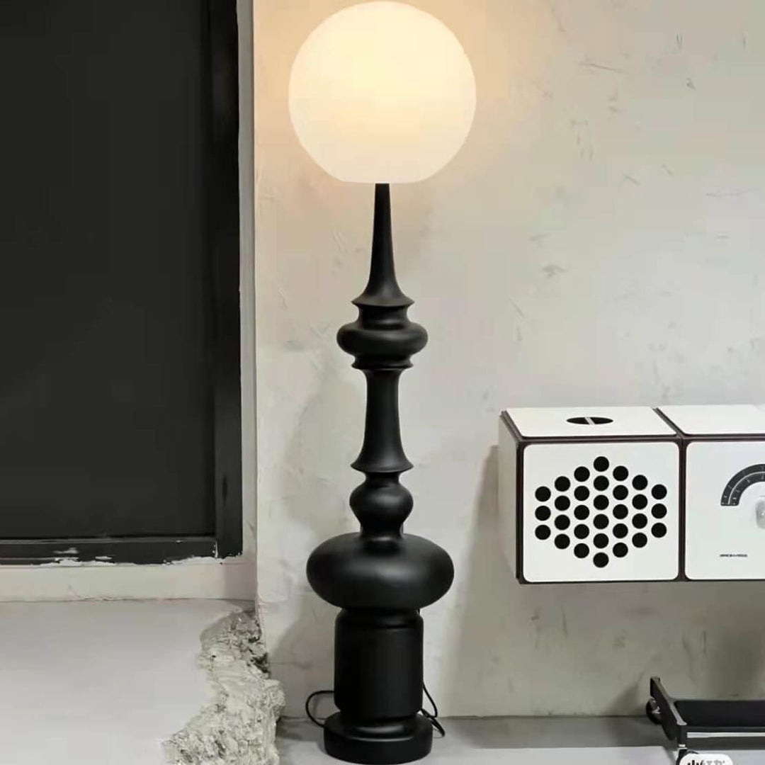 Vintage Sphere Roman Chess Column Base 1-Light Standing Floor Lamp